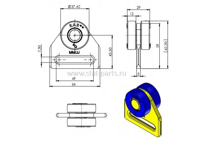 TL0003-8 РОЛИК БОКОВОЙ ШТОРКИ ПОЛУПРИЦЕПА SCHMITZ