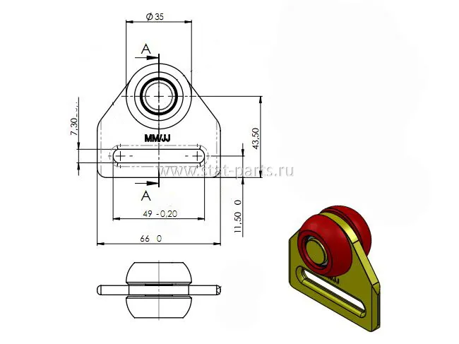 SPR-0931-8 РОЛИК БОКОВОЙ ШТОРКИ ПОЛУПРИЦЕПА