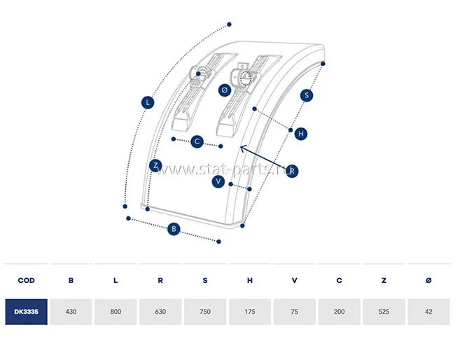 DK3335 КРЫЛО С КРЕПЛЕНИЯМИ 430X800 НА ПОЛУПРИЦЕП KOGEL 343462