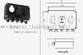 76-7002-004 РАСПАЯЧНАЯ КОРОБКА С РОЗЕТКАМИ С КАБЕЛЕМ 0,6М