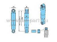 02.3722.04.02S АМОРТИЗАТОР ПОДВЕСКИ ПРИЦЕПА, УСИЛЕННЫЙ BPW L=326/496 D=24/82