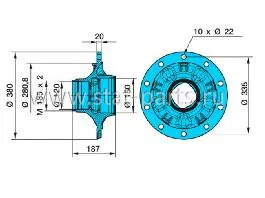 03.272.43.42.0 СТУПИЦА БЕЗ ПОДШИПНИКОВ BPW M 135 x 2 / O 120/150