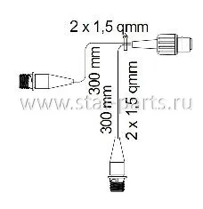 68-2509-047 КАБЕЛЬ С РАЗЪЕМАМИ НА НАПРЯЖЕНИЕ 24В ASS2 0,3М