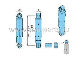 02.3722.04.02 АМОРТИЗАТОР ПОДВЕСКИ ПРИЦЕПА, УСИЛЕННЫЙ BPW L=326/496 D=24/82
