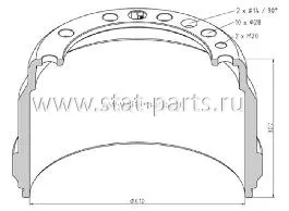 146.073-00A ТОРМОЗНОЙ БАРАБАН VOLVO ЗАДНЕЙ ОСИ 410X225  1599012